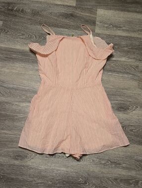 Pink And White Striped Romper Size Small